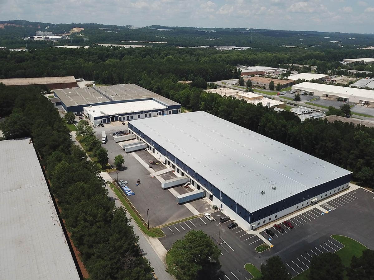 Tiedown Manufactering campus arial view from drone